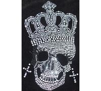Ecusson thermocollant Tête de Mort Couronne perle cristal de transfert sur t-shirt pour homme