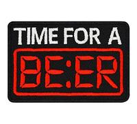 Écusson Thermocollant "Time for a beer" - Patch à Coudre/à Repasser - pour les Amateurs de Bière - Sticker pour Tous les Tissus | Appliqué en Tissu | 75x75mm
