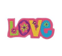 Écusson Thermocollant Tissus Fer à Repasser avec Inscription « Love » - Rose - Dimensions : 11,2 x 5,0 cm