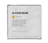 Ecusson Thermocollant Vetement 7x7cm - As Stated Below Work Office Email Funny Icon - Patch a Repasser pour Reparation ou Customisation T-shirt Sac Jeans Imprime en France