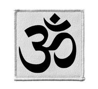 Ecusson Thermocollant Vetement 7x7cm - AUM signe Sacre Inde Lumiere Hindouisme - Patch a Repasser pour Reparation ou Customisation T-shirt Sac Jeans Imprime en France