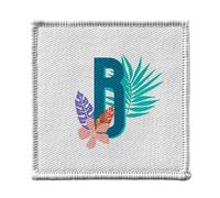 Ecusson Thermocollant Vetement 7x7cm - B Blanche Brigitte Lettre Prénom Fleurs Tropicale Exotique - Patch a Repasser pour Reparation ou Customisation T-shirt Sac Jeans Imprime en France