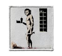 Ecusson Thermocollant Vetement 7x7cm - Banksy Cro Magnon Fast Food Graffiti Street Art - Patch a Repasser pour Reparation ou Customisation T-shirt Sac Jeans Imprime en France