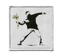 Ecusson Thermocollant Vetement 7x7cm - Banksy Rage The Flower Thrower Fleurs Street Art Graffiti - Patch a Repasser pour Reparation ou Customisation T-shirt Sac Jeans Imprime en France