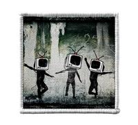 Ecusson Thermocollant Vetement 7x7cm - Banksy TV Heads Street Art Graffiti - Patch a Repasser pour Reparation ou Customisation T-shirt Sac Jeans Imprime en France