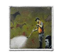 Ecusson Thermocollant Vetement 7x7cm - Banksy Whitewashing Lascaux Peinture Rupestre Grotte - Patch a Repasser pour Reparation ou Customisation T-shirt Sac Jeans Imprime en France