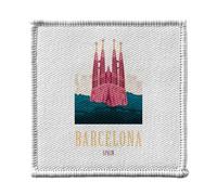 Ecusson Thermocollant Vetement 7x7cm - Barcelone Espagne Illustration Sagrada Familia Voyage Vacances - Patch a Repasser pour Reparation ou Customisation T-shirt Sac Jeans Imprime en France