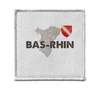 Ecusson Thermocollant Vetement 7x7cm - Bas Rhin 67 Département Strasbourg Carte Ancienne - Patch a Repasser pour Reparation ou Customisation T-shirt Sac Jeans Imprime en France