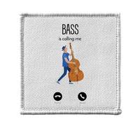 Ecusson Thermocollant Vetement 7x7cm - Bass Is Calling Me Music Passion Double Bass Jazz - Patch a Repasser pour Reparation ou Customisation T-shirt Sac Jeans Imprime en France