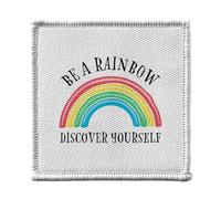Ecusson Thermocollant Vetement 7x7cm - Be a Rainbow Discover Yourself LGBTQ+ Gay Lesbien - Patch a Repasser pour Reparation ou Customisation T-shirt Sac Jeans Imprime en France