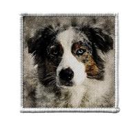 Ecusson Thermocollant Vetement 7x7cm - Border Collie Magnifique Chien Effet Peinture Art - Patch a Repasser pour Reparation ou Customisation T-shirt Sac Jeans Imprime en France