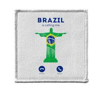 Ecusson Thermocollant Vetement 7x7cm - Brazil Is Calling Me Christ the Redeemer Rio Travel - Patch a Repasser pour Reparation ou Customisation T-shirt Sac Jeans Imprime en France