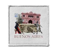 Ecusson Thermocollant Vetement 7x7cm - Buenos Aires Collage Voyage Carte Postale Argentine - Patch a Repasser pour Reparation ou Customisation T-shirt Sac Jeans Imprime en France