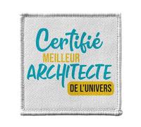Ecusson Thermocollant Vetement 7x7cm - Certifié meilleur Architecte de l'univers Construction Art Maison Design Architecture - Patch a Repasser pour Reparation ou Customisation T-shirt Sac Jeans