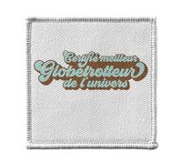 Ecusson Thermocollant Vetement 7x7cm - Certifié meilleur Globetrotteur de l'univers Voyage Nature Wanderlust - Patch a Repasser pour Reparation ou Customisation T-shirt Sac Jeans Imprime en France