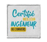 Ecusson Thermocollant Vetement 7x7cm - Certifié meilleur Ingenieur de l'univers Civil Informatique Mecanique - Patch a Repasser pour Reparation ou Customisation T-shirt Sac Jeans Imprime en France