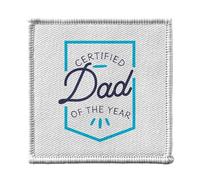 Ecusson Thermocollant Vetement 7x7cm - Certified Dad of the Year Father Family - Patch a Repasser pour Reparation ou Customisation T-shirt Sac Jeans Imprime en France