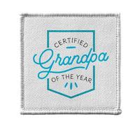 Ecusson Thermocollant Vetement 7x7cm - Certified Grandpa of the Year Grandfather Family - Patch a Repasser pour Reparation ou Customisation T-shirt Sac Jeans Imprime en France