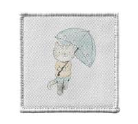 Ecusson Thermocollant Vetement 7x7cm - Chat Sous un Parapluie Aquarelle Peinture Illustration Art - Patch a Repasser pour Reparation ou Customisation T-shirt Sac Jeans Imprime en France