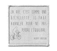 Ecusson Thermocollant Vetement 7x7cm - Citations Célèbres Albert Einstein la Vie c'Est Comme une Bicyclette il Faut Avancer Pour ne Pas Perdre l'Équilibre - Patch a Repasser pour Reparation ou