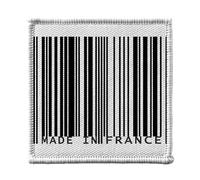 Ecusson Thermocollant Vetement 7x7cm - Code Barre Made In France Français - Patch a Repasser pour Reparation ou Customisation T-shirt Sac Jeans Imprime en France