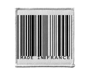 Ecusson Thermocollant Vetement 7x7cm - Code Barre Made In France Français - Patch a Repasser pour Reparation ou Customisation T-shirt Sac Jeans Imprime en France