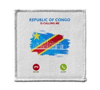 Ecusson Thermocollant Vetement 7x7cm - Congo Is Calling Me Flag Kinshasa - Patch a Repasser pour Reparation ou Customisation T-shirt Sac Jeans Imprime en France