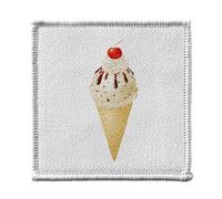 Ecusson Thermocollant Vetement 7x7cm - Cornet de Crème Glacée Glace Miam Cerise Chantilly Nappage Chocolat - Patch a Repasser pour Reparation ou Customisation T-shirt Sac Jeans Imprime en France