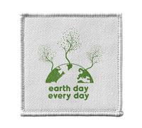Ecusson Thermocollant Vetement 7x7cm - Earth Day, Every Day Écologie Environnement Bio Diversité - Patch a Repasser pour Reparation ou Customisation T-shirt Sac Jeans Imprime en France