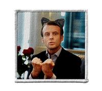 Ecusson Thermocollant Vetement 7x7cm - Emmanuel Macron Kawaii Photo de Célèbrité Humour Politicien - Patch a Repasser pour Reparation ou Customisation T-shirt Sac Jeans Imprime en France
