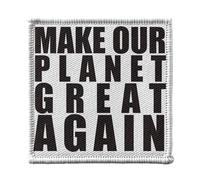 Ecusson Thermocollant Vetement 7x7cm - Emmanuel Macron Make Our Planet Great Again Citations Célèbres Politicien - Patch a Repasser pour Reparation ou Customisation T-shirt Sac Jeans Imprime en France