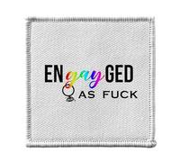 Ecusson Thermocollant Vetement 7x7cm - En-gay-ged As Fuck Fiancé Mariage LGBTQ+ - Patch a Repasser pour Reparation ou Customisation T-shirt Sac Jeans Imprime en France