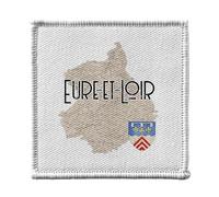 Ecusson Thermocollant Vetement 7x7cm - Eure et Loir 28 Département Chartres Carte Ancienne - Patch a Repasser pour Reparation ou Customisation T-shirt Sac Jeans Imprime en France
