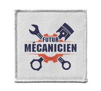 Ecusson Thermocollant Vetement 7x7cm - Futur Mécanicien Métier Automobile Manuel - Patch a Repasser pour Reparation ou Customisation T-shirt Sac Jeans Imprime en France