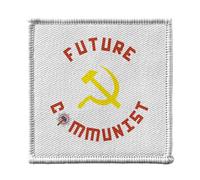 Ecusson Thermocollant Vetement 7x7cm - Future Communist Politics Humor - Patch a Repasser pour Reparation ou Customisation T-shirt Sac Jeans Imprime en France