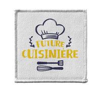 Ecusson Thermocollant Vetement 7x7cm - Future Cuisinière Métier Gastronomie Avenir - Patch a Repasser pour Reparation ou Customisation T-shirt Sac Jeans Imprime en France