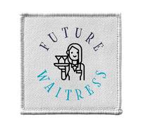 Ecusson Thermocollant Vetement 7x7cm - Future Waitress Restaurant Job - Patch a Repasser pour Reparation ou Customisation T-shirt Sac Jeans Imprime en France