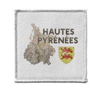 Ecusson Thermocollant Vetement 7x7cm - Hautes Pyrénées 65 Departement Tarbes Carte Ancienne Occitanie - Patch a Repasser pour Reparation ou Customisation T-shirt Sac Jeans Imprime en France