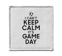 Ecusson Thermocollant Vetement 7x7cm - I can't Keep Calm it's Game Day Foot Match Samedi - Patch a Repasser pour Reparation ou Customisation T-shirt Sac Jeans Imprime en France