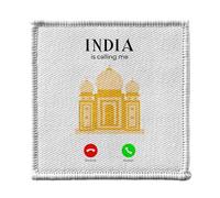 Ecusson Thermocollant Vetement 7x7cm - India Is Calling Me Taj Mahal Heritage - Patch a Repasser pour Reparation ou Customisation T-shirt Sac Jeans Imprime en France