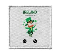 Ecusson Thermocollant Vetement 7x7cm - Ireland Is Calling Me Leprechaun Clover Myth - Patch a Repasser pour Reparation ou Customisation T-shirt Sac Jeans Imprime en France