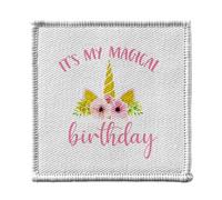 Ecusson Thermocollant Vetement 7x7cm - It's My Magical Birthday Licorne Anniversaire - Patch a Repasser pour Reparation ou Customisation T-shirt Sac Jeans Imprime en France