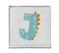 Ecusson Thermocollant Vetement 7x7cm - J Juliette Julien Lettre Prénom Dinosaure Dessin Enfant - Patch a Repasser pour Reparation ou Customisation T-shirt Sac Jeans Imprime en France