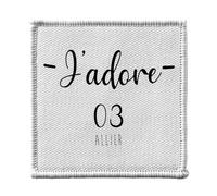 Ecusson Thermocollant Vetement 7x7cm - J'Adore 03 Allier Departement France Region - Patch a Repasser pour Reparation ou Customisation T-shirt Sac Jeans Imprime en France