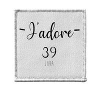 Ecusson Thermocollant Vetement 7x7cm - J'Adore 39 Jura Departement France Region Lons - Patch a Repasser pour Reparation ou Customisation T-shirt Sac Jeans Imprime en France