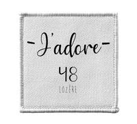 Ecusson Thermocollant Vetement 7x7cm - J'Adore 48 Lozere Departement France Region Mende - Patch a Repasser pour Reparation ou Customisation T-shirt Sac Jeans Imprime en France