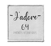 Ecusson Thermocollant Vetement 7x7cm - J'Adore 84 Pyrenees Atlantiques Departement France Region Pau - Patch a Repasser pour Reparation ou Customisation T-shirt Sac Jeans Imprime en France