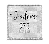 Ecusson Thermocollant Vetement 7x7cm - J'Adore 972 Martinique Departement France Region Fort De France - Patch a Repasser pour Reparation ou Customisation T-shirt Sac Jeans Imprime en