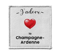 Ecusson Thermocollant Vetement 7x7cm - J'adore La Champagne Ardenne Region de France Chalons - Patch a Repasser pour Reparation ou Customisation T-shirt Sac Jeans Imprime en France