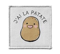 Ecusson Thermocollant Vetement 7x7cm - J'ai la Patate Expression Légumes Humour - Patch a Repasser pour Reparation ou Customisation T-shirt Sac Jeans Imprime en France